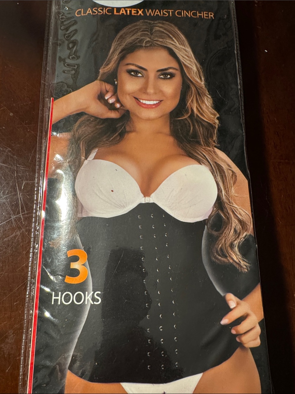 Magic Black Latex Waist Cincher with 3-Hook Closure